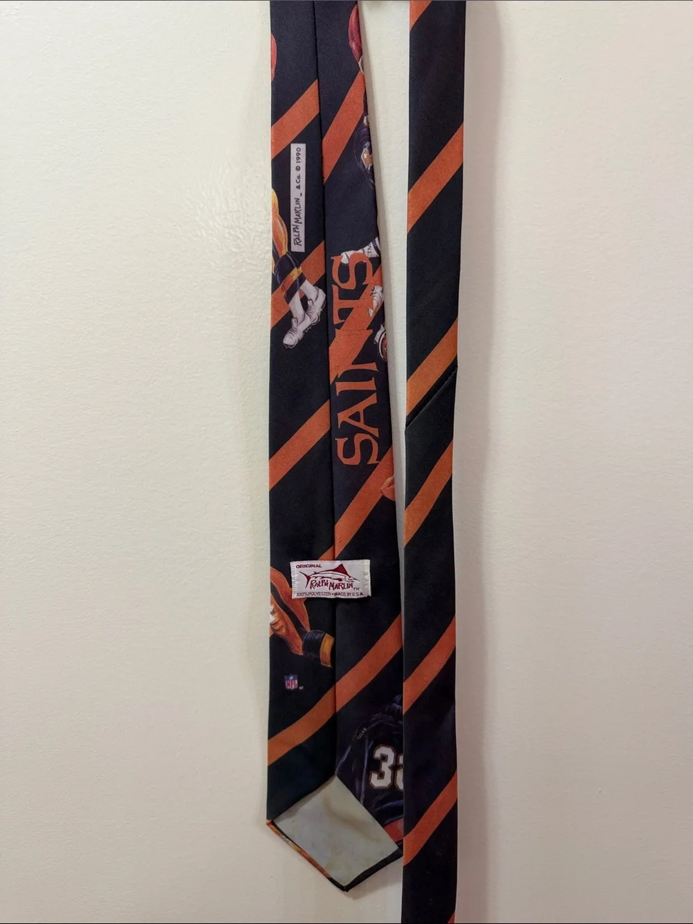 Vintage. Ralph Marlin New Orleans Saints Striped Novelty Tie NFL. NWOT